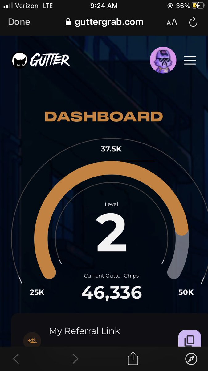Almost to level 3, slow and steady but I’m fucking movin!!! $GANG $GANG !! <a href="/GutterCatGang/">Gutter Cat Gang</a> <a href="/GutterToken/">GutterToken.com</a> <a href="/YugenLBS/">Yugen.</a> 

guttergrab.com/referral/3SRBM…