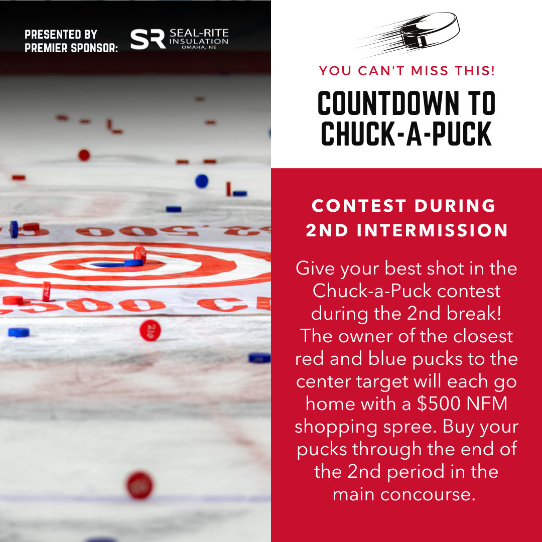 Don't miss out on the chuck-a-puck contest during the 2nd intermission! The owner of the closest red and blue pucks to the center target will each go home with a $500 NFM shopping spree. bit.ly/gunsnhoses24