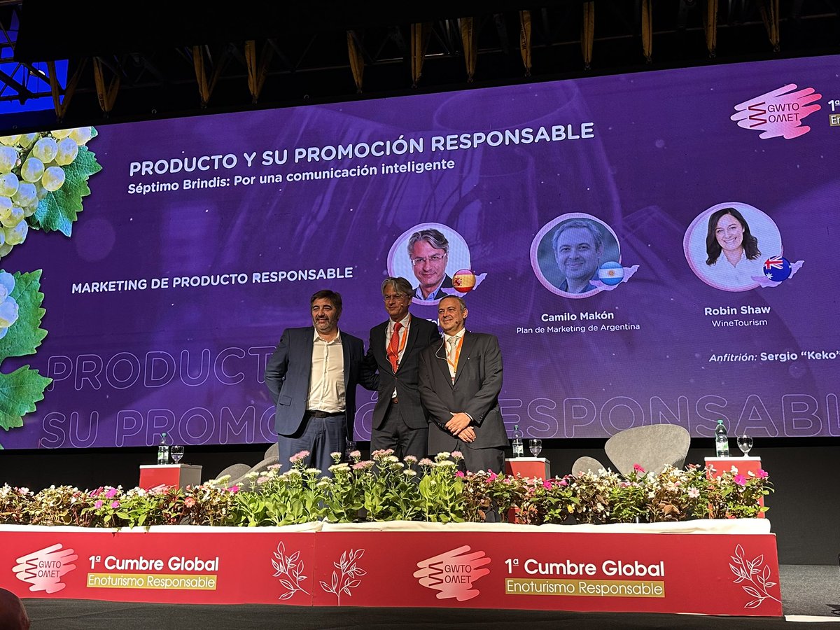 We started the 3rd day with the seventh toast 'For an Intelligent-Responsible Communication': Keko Castro BANDERA ARG, Lluís Tolosa 🇪🇸, Camilo Makón 🇦🇷 and Robin Shaw🇦🇺 sharing their international experiences of Responsible Wine Tourism Product Marketing.
