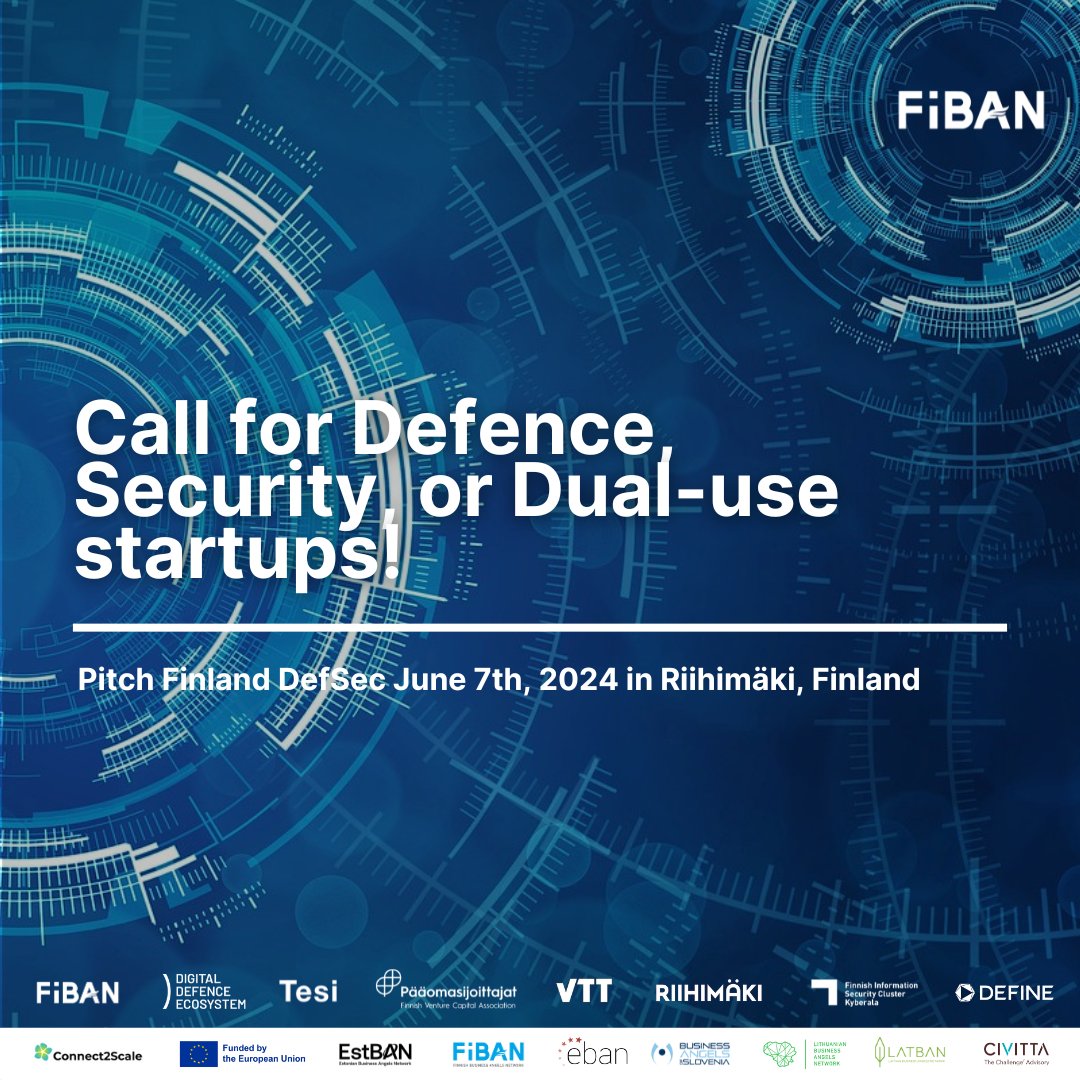 🚀Call for #defence, #security, and #dualuse startups for a chance to win a 100,000 € investment! 🚀

Join the first-ever Pitch Finland DefSec, organized at Riihimäki, Finland!

👉 Apply in the Höpöhöpö platform by April 26th to qualify - the best startup has a chance to receive…