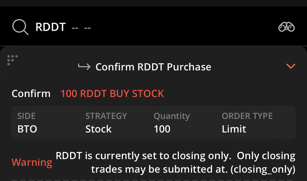.⁦<a href="/tastytrade/">tastytrade</a>⁩ ⁦<a href="/Tony_BATtista/">Tony Battista</a>⁩ - $RDDT is set for closing only? How can I route a BTO limit order?