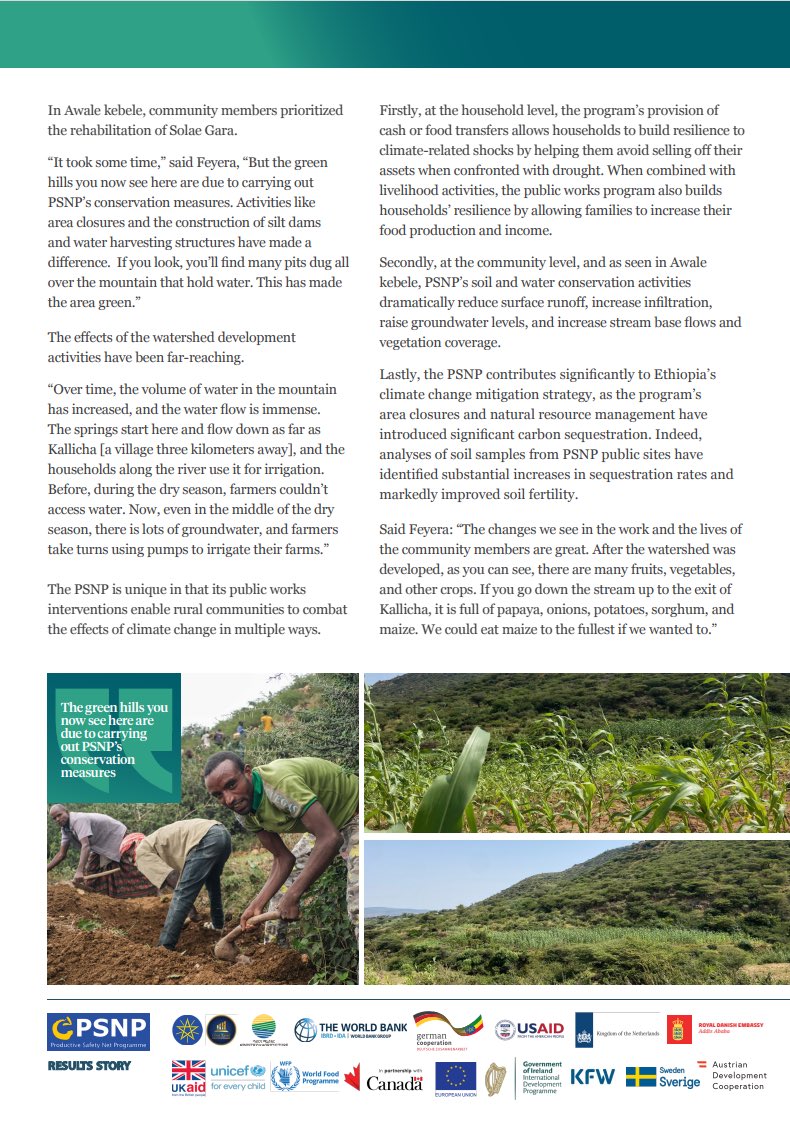 The 🇩🇰 Embassy proudly supports the Productive Safety Net Program (PSNP), recognizing its key role in assisting poor communities and fostering sustainable development in Ethiopia🇪🇹Read about how PSNP allows rural communities to build resilience and adapt to climate change🌱👇