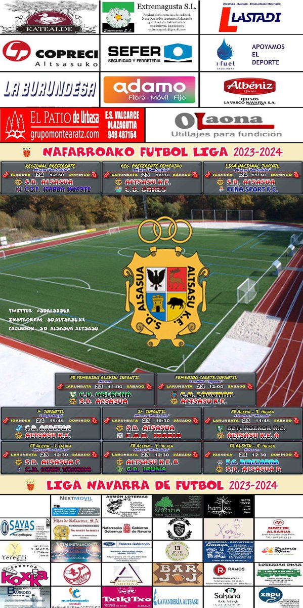 ⚽Partidos de este fin de semana de nuestros equipos! #aupaaltsasu🔴 ------------------------------------------------------ ⚽Gure taldeek asteburu honetan jokatuko dituzten partiduak! #aupaaltsasu🔴