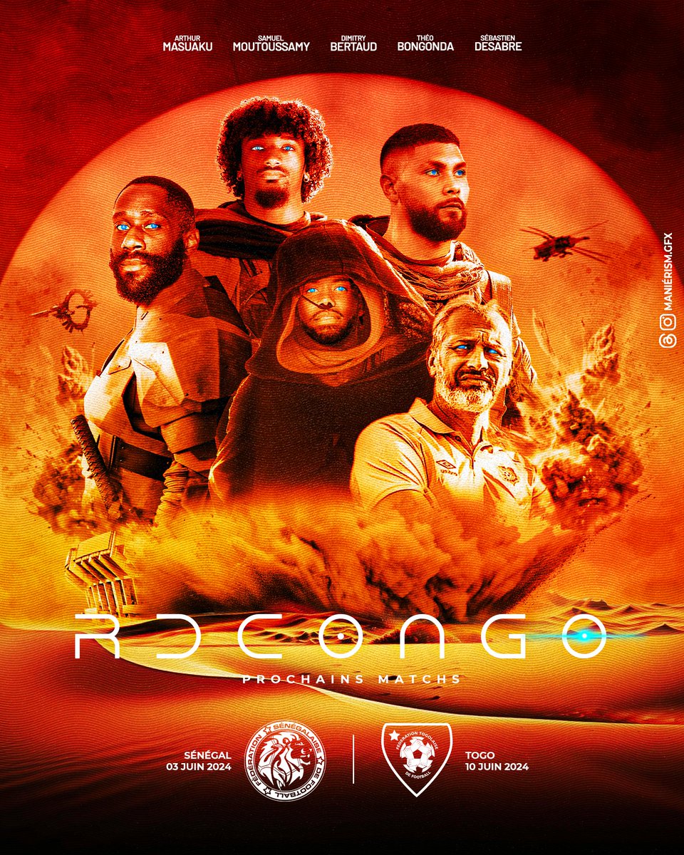 ManierismGFX's tweet photo. 𝑵𝒆𝒙𝒕 𝑭𝒊𝒙𝒕𝒖𝒓𝒆𝒔 🇨🇩

#usaqualified #worldcup2026usa🇺🇸 #lesleopards #rdc #congo https://t.co/WqTnz65I8h
