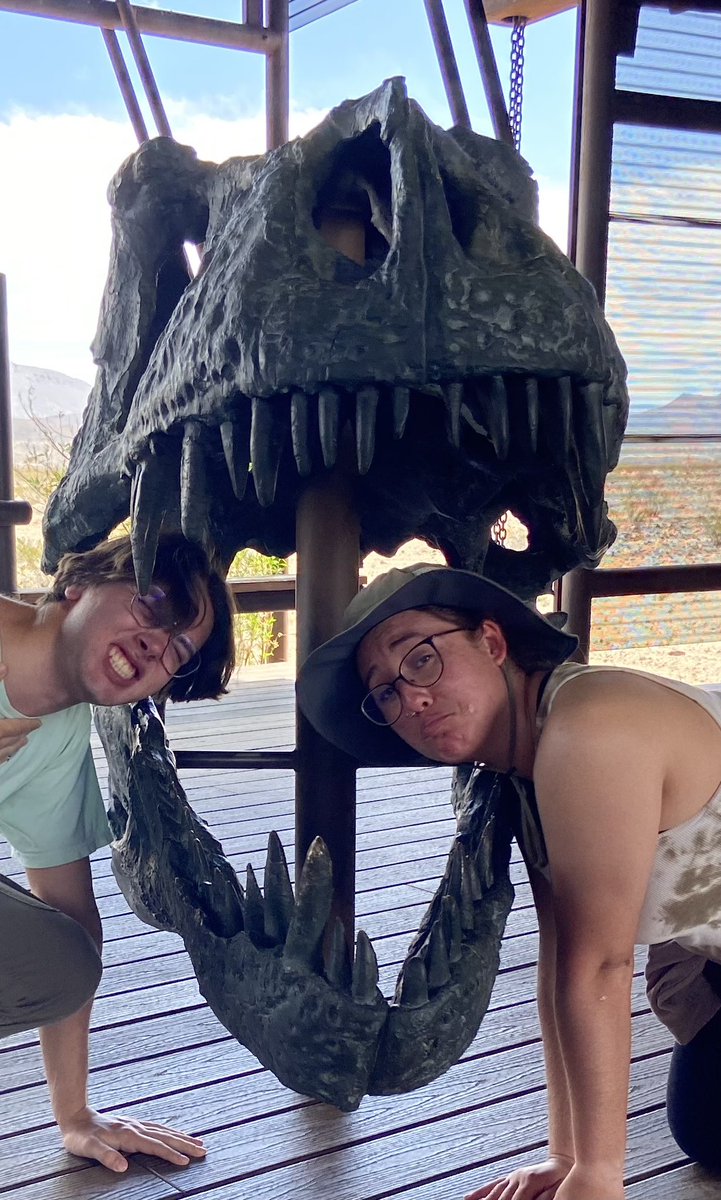 UH Geologic Field Methods in Big Bend National Park. Day 4/7, Geotourism! Photo: Discovering the predator-prey relationship between humans and a tyrannosaurus.
