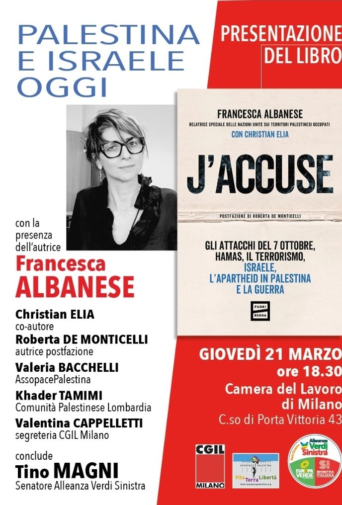 Stasera alle 18:00 alla Camera del Lavoro di Milano, per presentare #Jaccuse. Tra i vari relatori, Chicco Elia e Roberta de Monticelli: prima volta noi tre assieme in presenza.