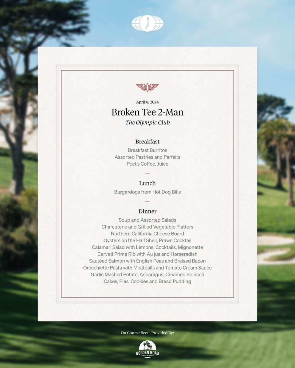 GolfersJournal's tweet image. The April golf event menu you’ve all been waiting for.