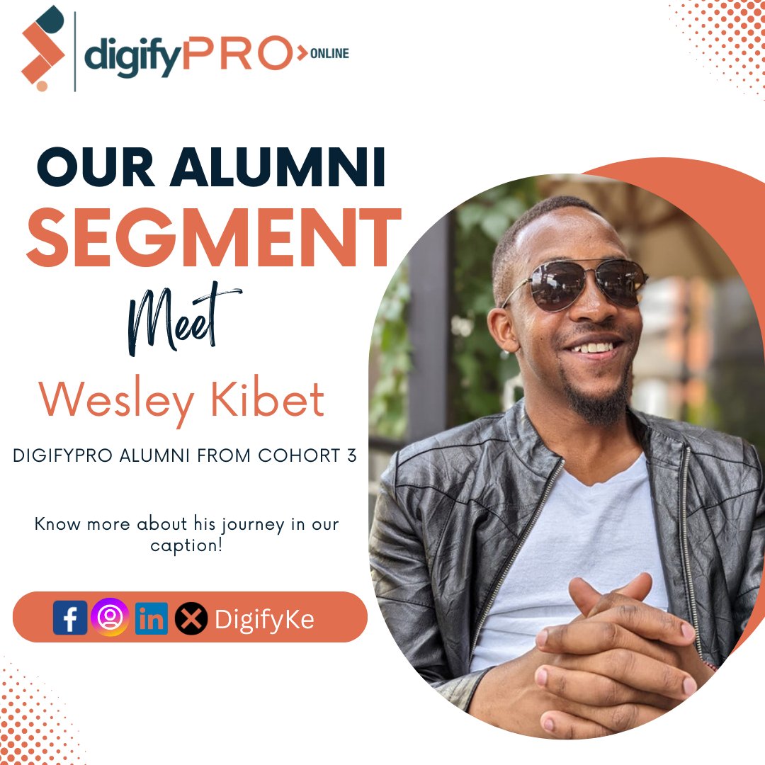 DigifyKE's tweet image. Meet Wesley Kibet, a DigifyPro Cohort 3 Alumni, transitioned from the Climate Change and Sustainability sector to a Digital Marketer and Media Planner. He was able to leverage the intensive training provided by DigifyPro supported by Meta.

#DigifyPRO #DigifyKe #AlumniSegment