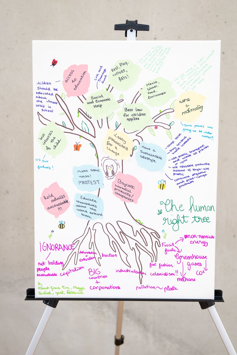 We just launched the exciting Youth #climate Justice project, aiming to examine children/youth action on climate, inside+outside courts is transforming intl human rights! #childrights @LawUCC @eriucc Local Cork youth told us their views through art 🌳🐤🌊 ucc.ie/en/youthclimat…