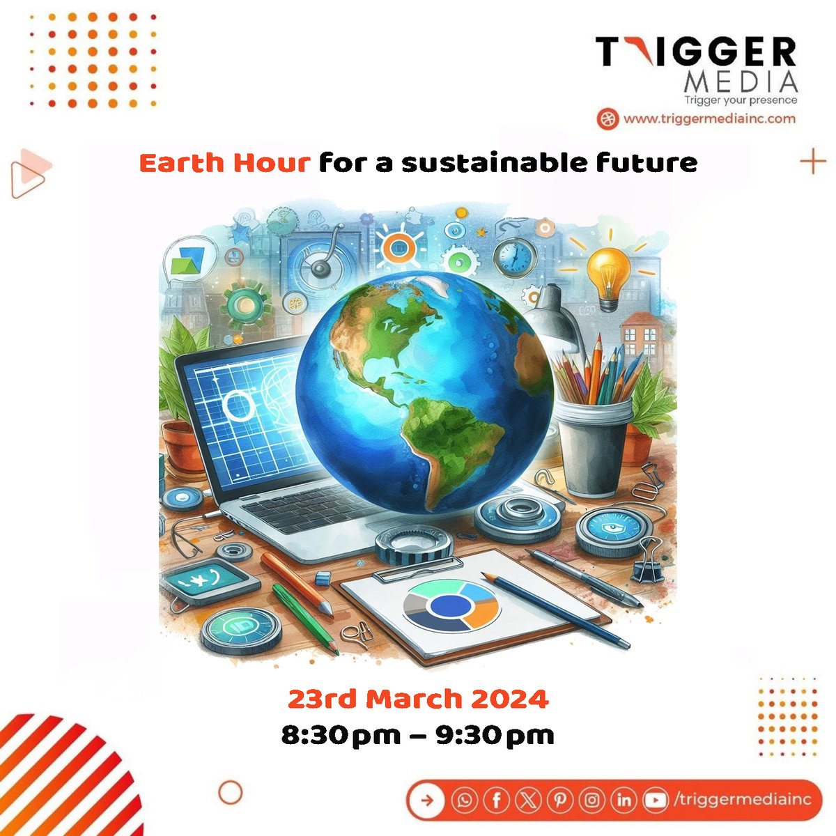 TriggerMediaInc's tweet photo. Join us in supporting #EarthHour this year! Let's unite to make a difference by switching off our lights and #conserving energy. Together, we can create a brighter and more #sustainablefuture for our planet. πβ¨ #MakeADifference #TriggerMediaInc #TriggerYourPresence #LetsChat https://t.co/01OQrLM3Zt