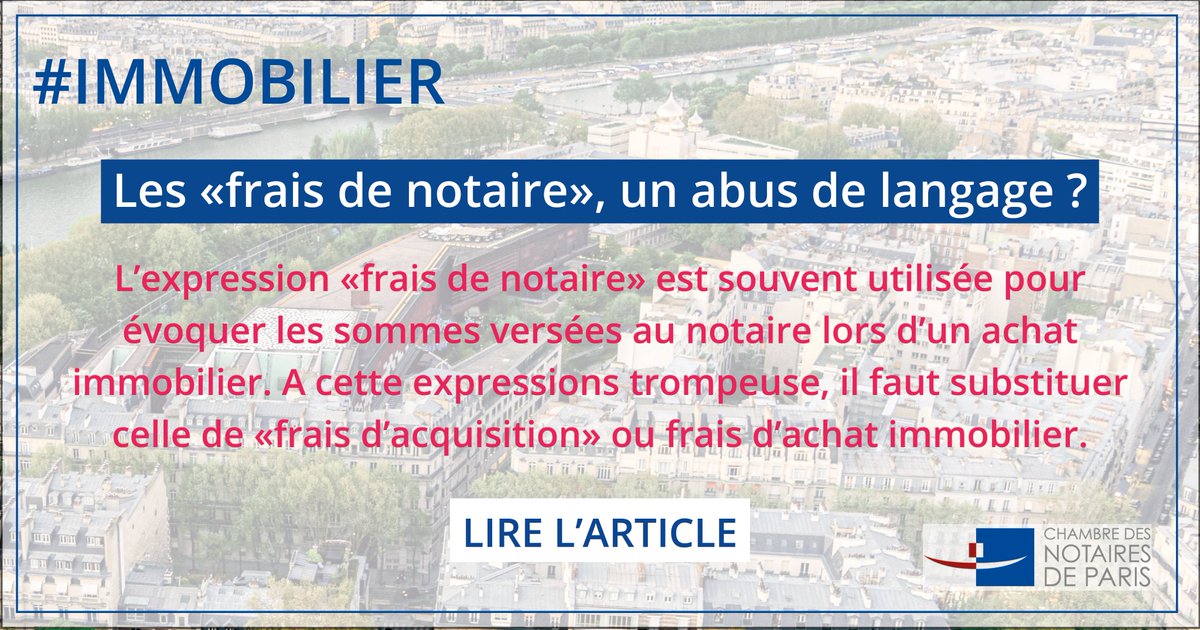 Frais 'de notaire' ou 'd'acquisition' ? 🔍 Si l'on utilise souvent '#fraisdenotaire' pour évoquer les sommes versées au #notaire à l'occasion d'un #achatimmobilier, cette expression peut porter à confusion... Les #NotairesdeParis vous en disent plus ! 👇bit.ly/3PvPfoW