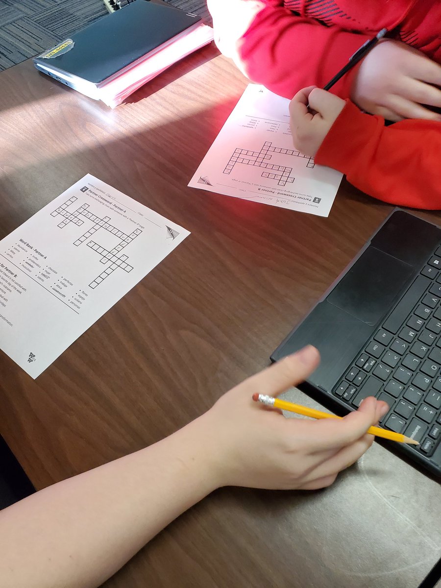 themomduck's tweet photo. Partner crosswords in Spanish 1 today.  We love Wooly Week! #woolyweek24 #legacymatters https://t.co/gGznPhX7Cu