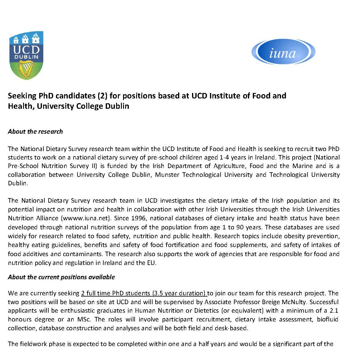 Breige McNulty (@breigemcnulty) on Twitter photo Come join our team!! Two exciting PhD opportunities available working on the new NPNSII survey🎉. More info available here tinyurl.com/2nzv8vpx
<a href="/IUNAIreland/">IUNA</a> <a href="/UCDFoodHealth/">UCDFood&Health</a> <a href="/ucdagfood/">UCD School Ag & Food</a> Come join our team!! Two exciting PhD opportunities available working on the new NPNSII survey🎉. More info available here tinyurl.com/2nzv8vpx
<a href="/IUNAIreland/">IUNA</a> <a href="/UCDFoodHealth/">UCDFood&Health</a> <a href="/ucdagfood/">UCD School Ag & Food</a>