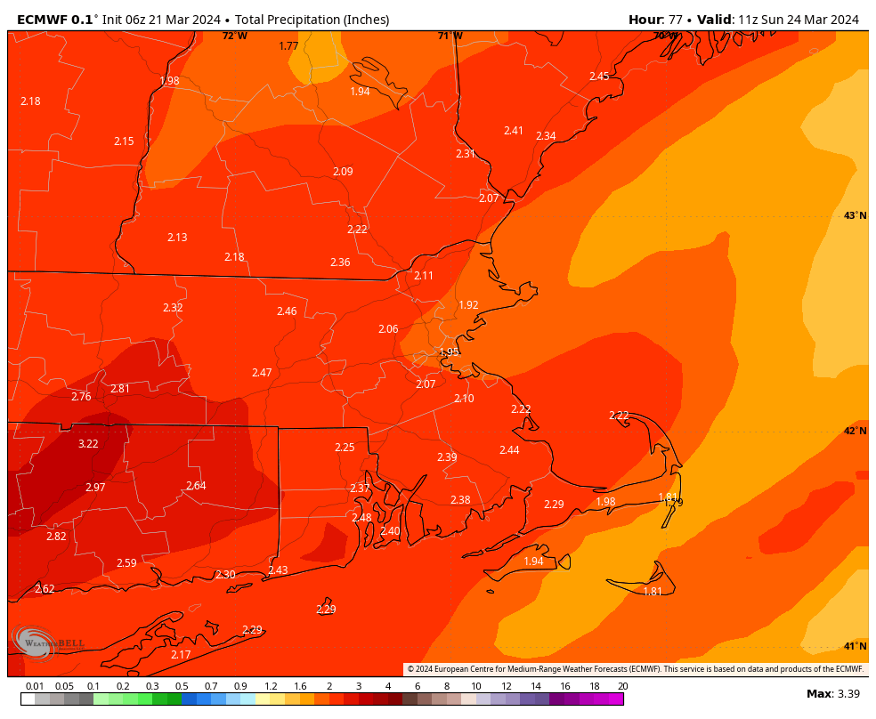 ericfisher's tweet photo. 2" of rain Saturday would put Worcester into the Top 10 for wettest March on record. Good stuff. https://t.co/9RdICIpdKq