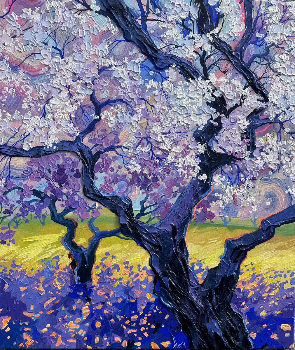 acrylic, canvas 60 *70 cm “sakura blossom 2024”