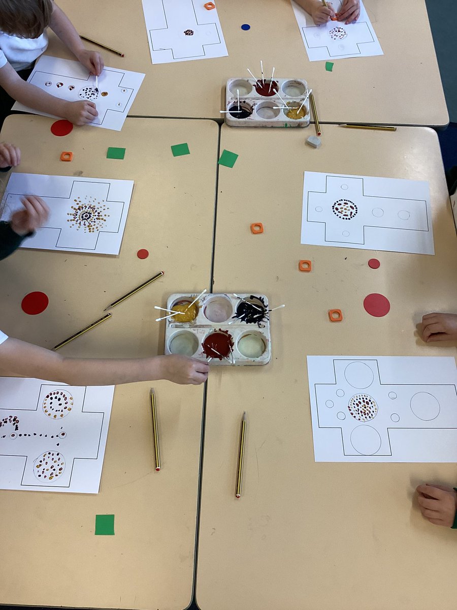 Infant 2 have been busy making Aboriginal style artwork to represent the Australian cross.