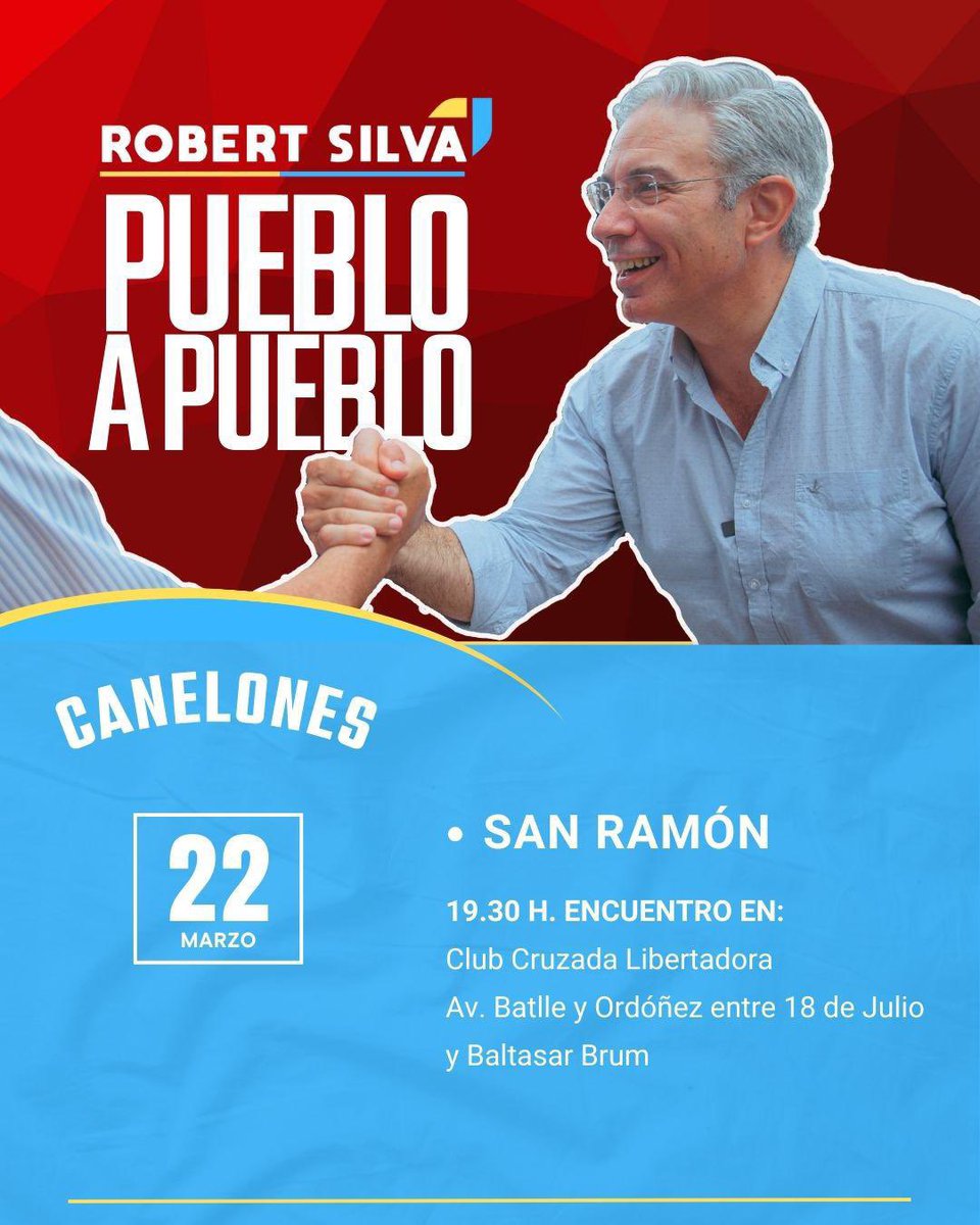 🔴 Seguimos pie a tierra en Canelones 

Mañana <a href="/RobertSilvaUy/">Robert Silva</a> en San Ramón en el marco de su gira Pueblo a Pueblo