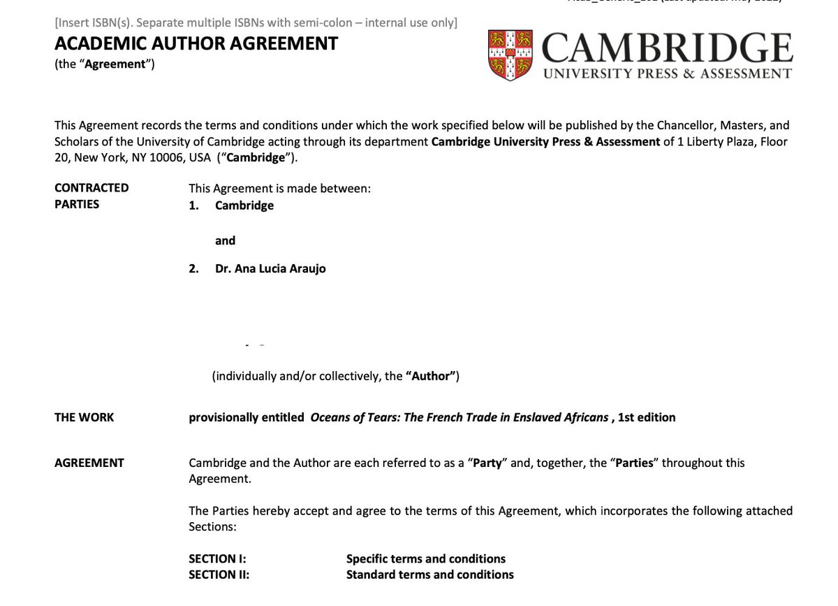 Signed a contract for Oceans of Tears: The French Trade in Enslaved Africans (provisional title) with Cambridge University Press today. Coming your way at some point! Glad to be working again with dearest @ccancellaro #slaveryarchive