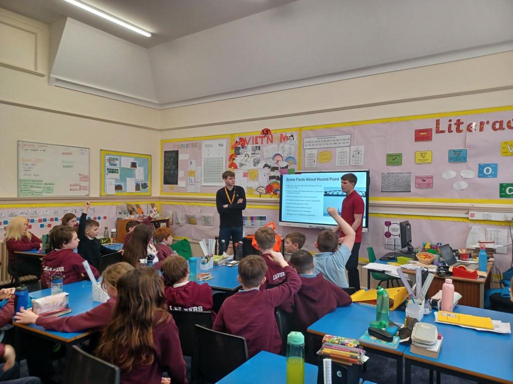 Thank you @NQueensferryPS for the invitation to meet with you and to chat about the ‘world of work’; Ryan and Reese explained their roles at Hound Point, where they load ocean-going tankers, and a landmark you can see from your classroom, @DYWFife