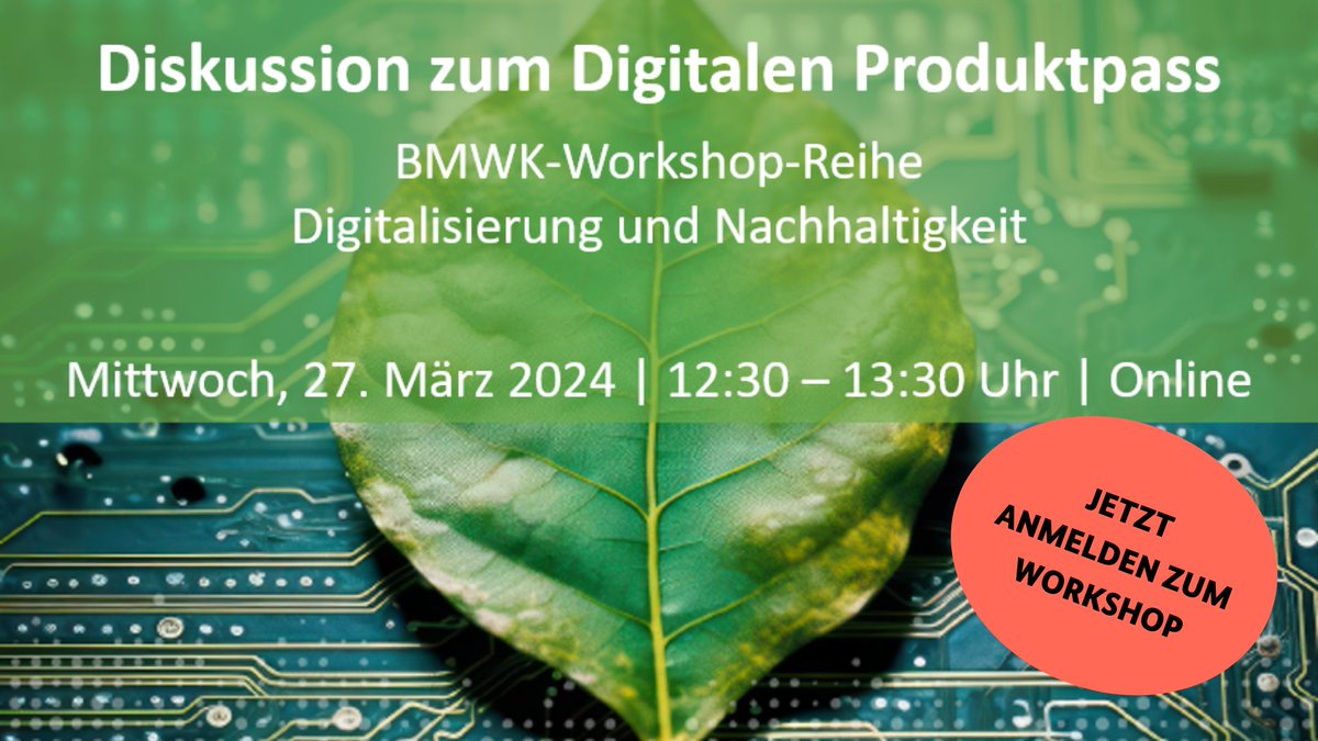 Save the Date! #Digitalisierung und #Nachhaltigkeit: Diskussion zum Digitalen Produktpass #DPP - er soll den Zugang zu Produktinformationen z.B. zu Reparaturmöglichkeiten vereinfachen. Lässt sich nachhaltiges Wirtschaften so verwirklichen? Zur Anmeldung ➡️ bmwk-bund.webex.com/weblink/regist…