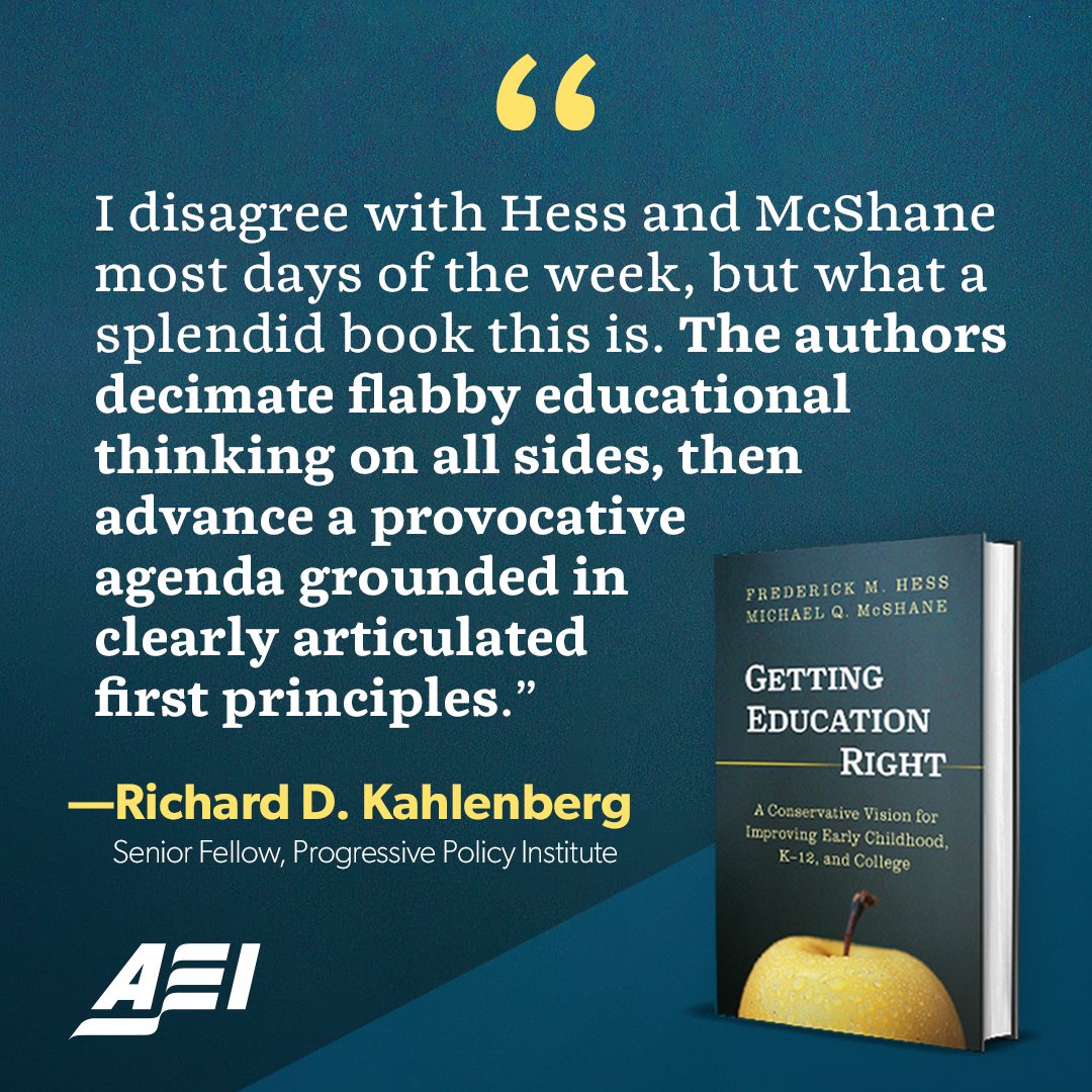 'I disagree with Hess and McShane most days of the week, but what a splendid book this is. The authors decimate flabby educational thinking on all sides, then advance a provocative agenda grounded in clearly articulated first principles.' — @RickKahlenberg