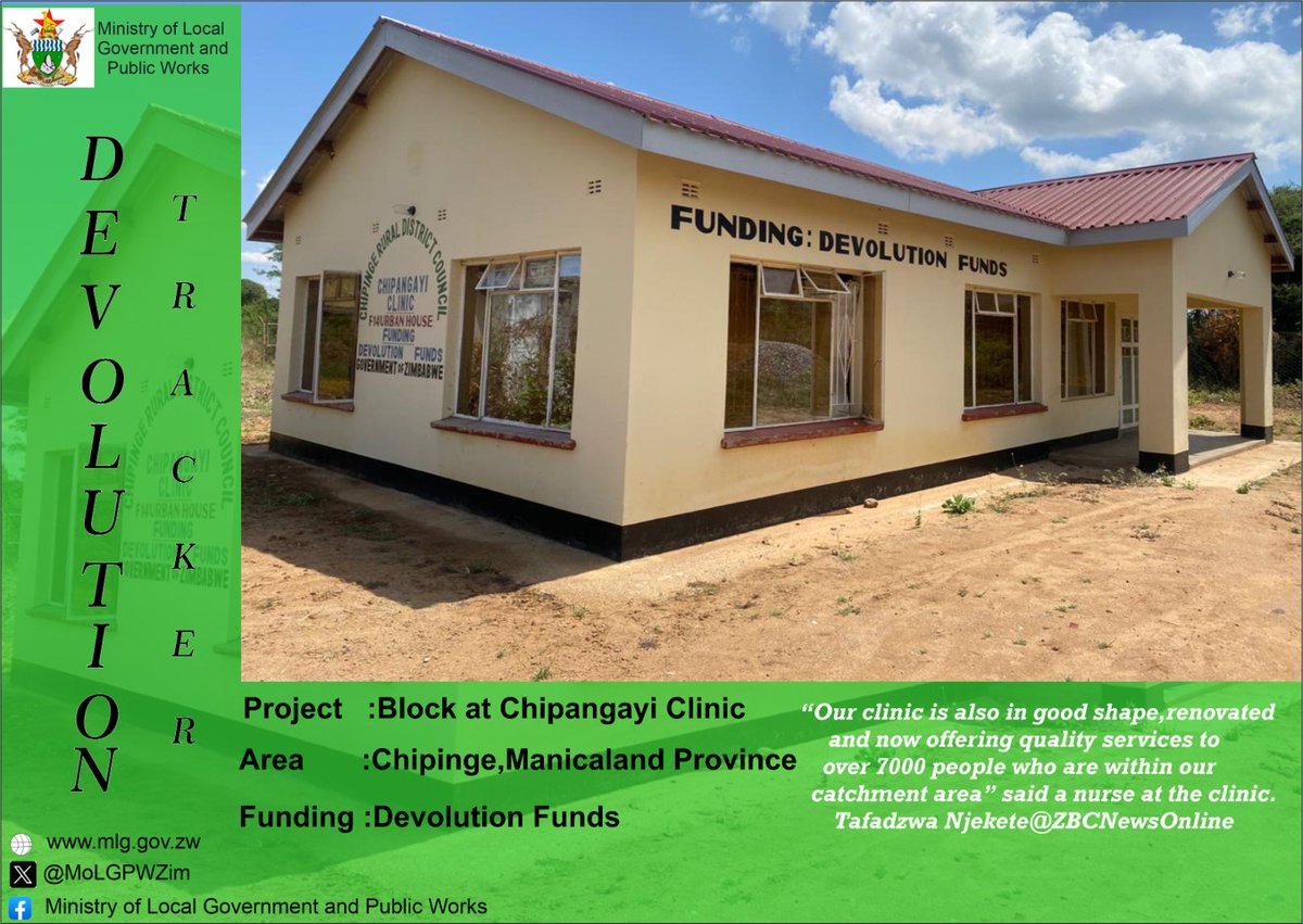 Devolution Tracker Devolution funds a game changer in health service delivery @basera_john @ManicaPostZim @ZBCNewsonline @chipingerdc @ARDCZW @InfoMinZW