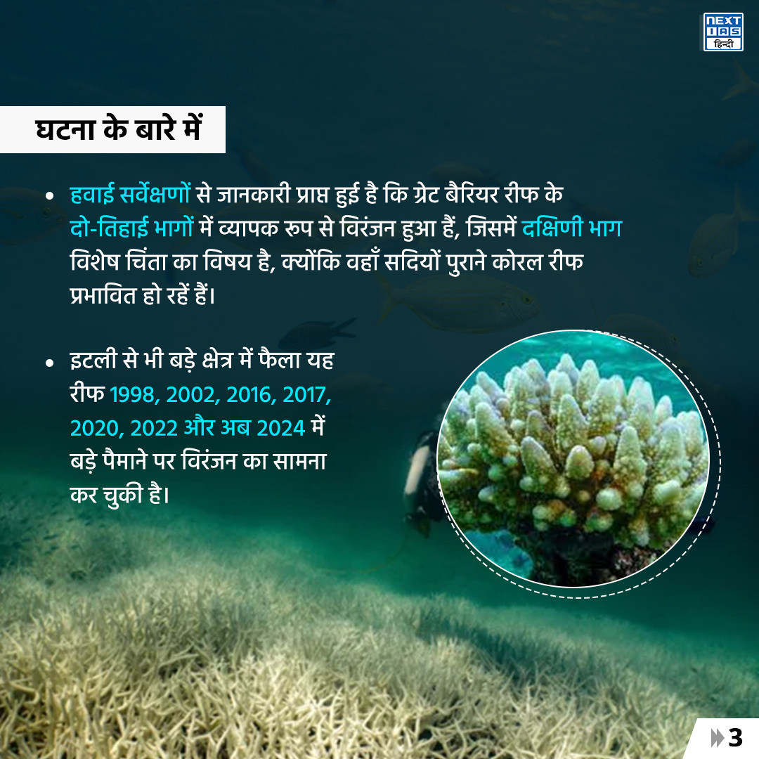 NEXTIAS_HINDI's tweet photo. "डेली रीकैप"
जानिए "पाँचवी बार बड़े पैमाने पर कोरल विरंजन" का विस्तार से विवरण।
.
#dailyrecap #topicoftheday #coralbleachingevent #fifthmass #ocean #oceans #environment #Environmental #environmentchanges #zooxanthellae #underwater #science #nextias #nexiashindi https://t.co/CWBtAFDewP