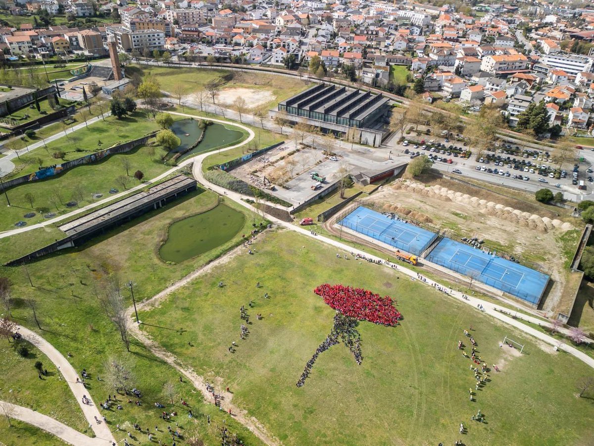 Esta manhã, em Fafe: “cravo humano” formado por 1400 crianças. Pela liberdade. 25 de abril, sempre! ❤️