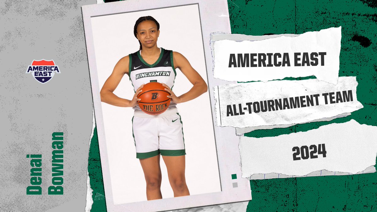 DID YOU KNOW: Denai Bowman is the third Binghamton player named to the @americaeast All-Tournament Team! She joins Rachel Laws (2006) and Laura Sario (2007). #AEChamps #AEHoops