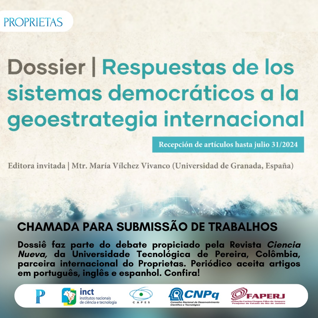 Chamada para submissão de trabalhos: Revista Ciencia Nueva, da Universidade Tecnológica de Pereira, Colômbia. Parceira internacional do Proprietas!!

Saiba mais no link da bio.