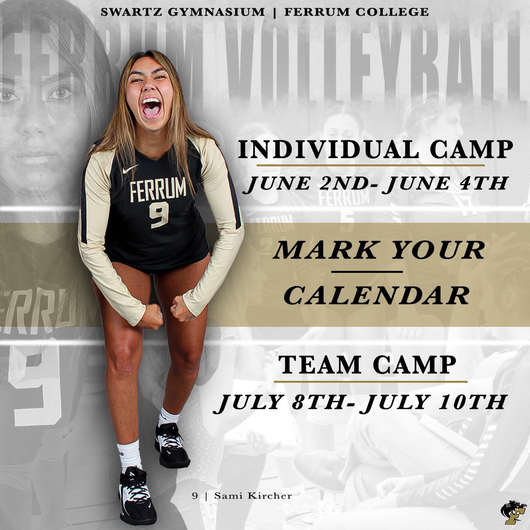 FerrumVB's tweet photo. As you can see we have an individual and team camp this year! Pass along the word to your high school coaches and friends! Click the link in our bio to sign up, and be sure to sign up quick to ensure your spot at camp!! We can’t wait to see you this summer! https://t.co/G2fiHg5Qwr