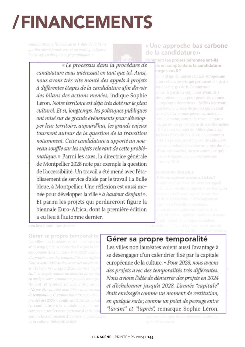 | PRESSE | La capitale européenne comme tremplin | 'La candidature à la capitale européenne vue comme un accélérateur partenarial et de projets ; comme la confirmation d’une version plus durable de la culture' par Tiphaine Le Roy pour @LaSceneMag #Montpellier2028 #M28lasuite