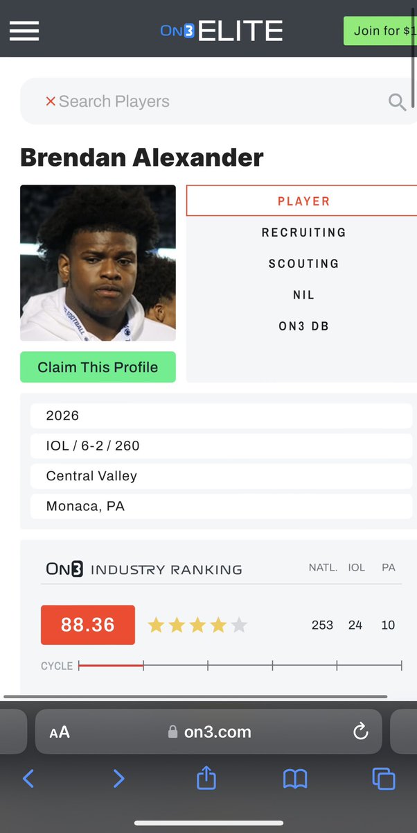 BrendanAlex50's tweet photo. Blessed to be ranked a 4⭐️!!(6”4 290 btw)@CoachLyonsCVfb @7Twice @wpialsportsnews @RivalsFriedman @on3 @WPIAL_Insider @PghSportsNow @BREAL412 @RyanSnyderOn3 https://t.co/X6bABGlxPP