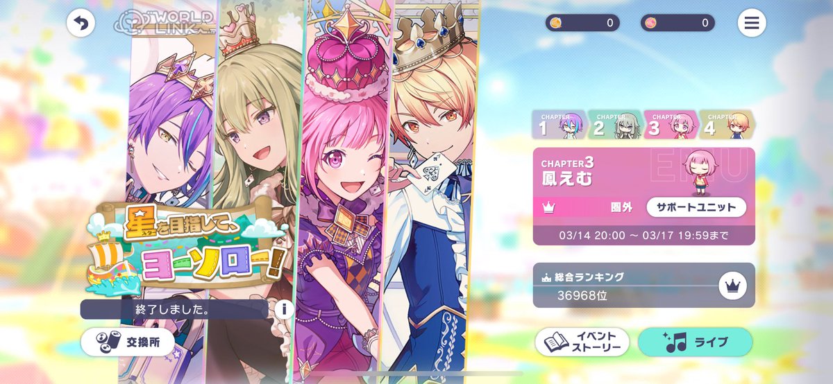 hur_kij's tweet photo. ワールドリンクイベントの結果。
類チャプター1万位以内(花称号は諦めてたからせめてもの)目標にしていたら、思ってたより疲れたので他は圏外！！！
あざした！！！ https://t.co/SWi7ojQNUO