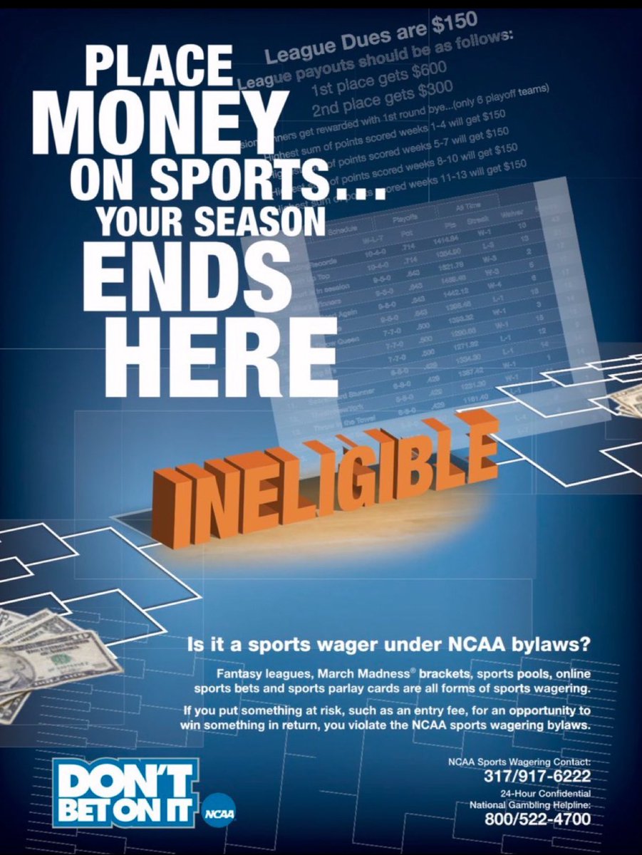 March Madness! Everyone’s favorite time of year. As a reminder from your friends at UNH Compliance, student athletes, coaches, and staff with athletically related responsibilities are NOT allowed to wager on the NCAA Tournament or on ANY sport that the NCAA sponsors. #DontBetOnIt