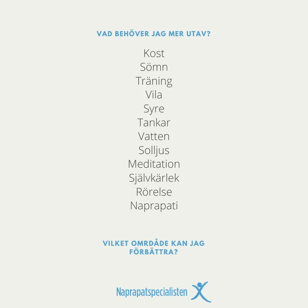 Naprapatspec's tweet photo. Vad behöver jag mer utav? Vilket område kan jag förbättra? 🤔

Hitta ditt område och börja där. 👊

#kost #sömn #träning #vila #syre #tankar #vatten #solljus #meditation #självkärlek #rörelse #naprapati #naprapat #naprapatspecialisten #optimalhälsa #hammarbysjöstad #vasastan https://t.co/4RnMetxSPl
