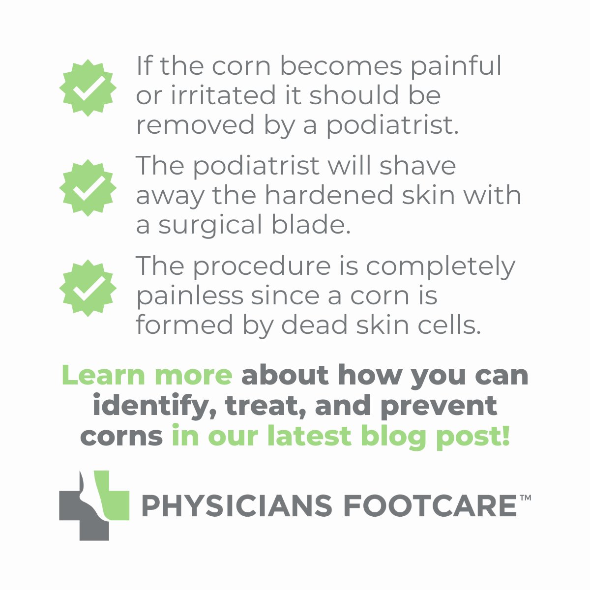 Foot fact: Corns are one of the most common causes of foot pain, leading to discomfort and limited mobility. 🦶👩‍⚕️ In our blog post, the experts at Physicians Footcare guide you in identifying, treating, and preventing corns: physiciansfootcare.com/blog/item/380-… #painmanagement #footpain