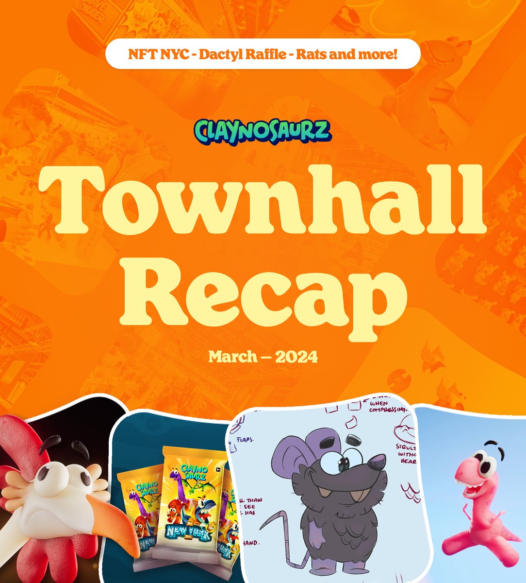 Claynosaurz's tweet image. This week, we hosted our March Townhall!

We shared our 2024 plans, Digital Companion app, and Trading Card Design System

Here’s everything you need to know 🧵