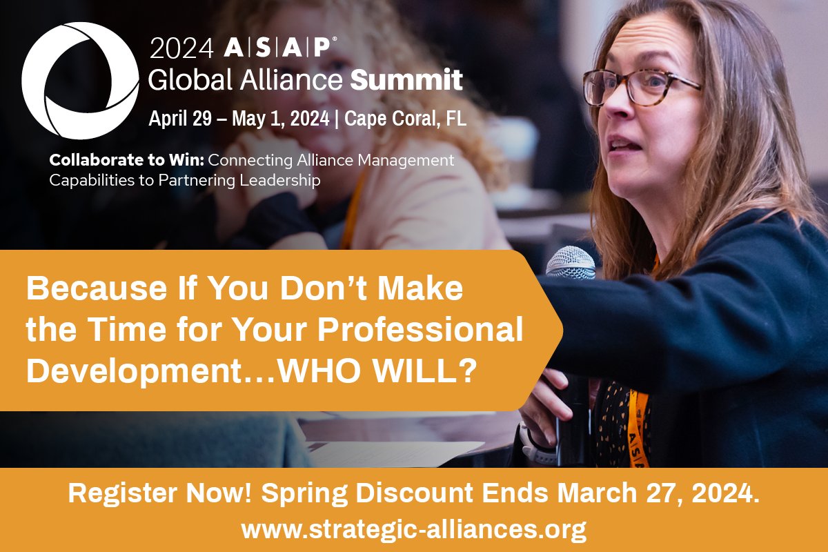 Everyone likes a Top 20...Inarguable Reason You NEED to Attend the #ASAPSummit Join us for all the best alliance insights, tools, trends, unique networking opportunities, and everything else the partnering world has to offer. It’s time well spent! asapsummit.org #Partner