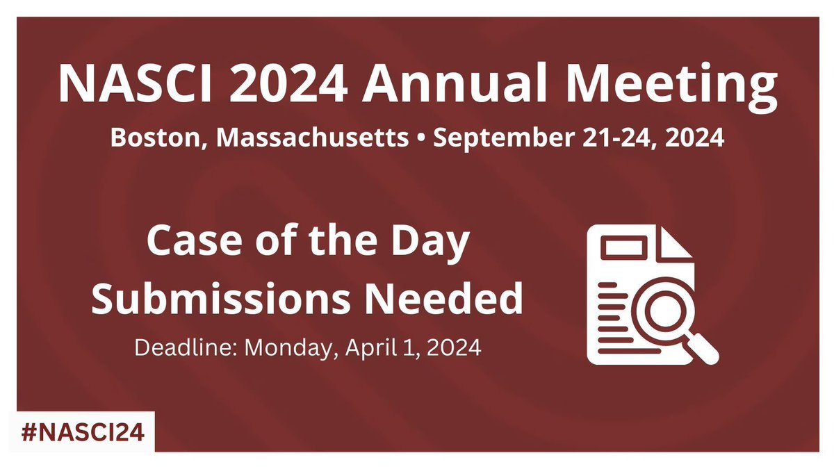 Don't forget about this exciting opportunity for trainees and junior faculty to present a “Case of the Day” at the #NASCI24 Annual Meeting! Deadline to submit is Monday, April 1, 2024. Learn More + Submit Your Case Today: buff.ly/3hyKhX7 #nasci #cardiovascularimaging