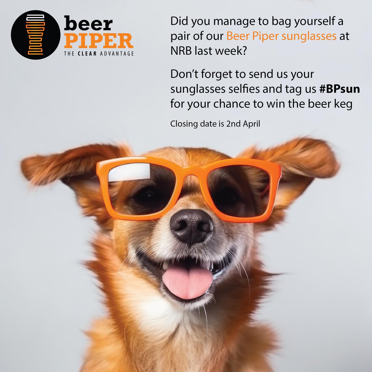 BeerPiper's tweet image. Did you visit us at NRB last week?  More importantly, did you manage to get a pair of our orange sunglasses?

There's still time to be in with chance of winning the keg - just send us your sunglasses selfies using #BPsun

Closing date 2nd April.

#beerpiper #bpsun #perfectpint