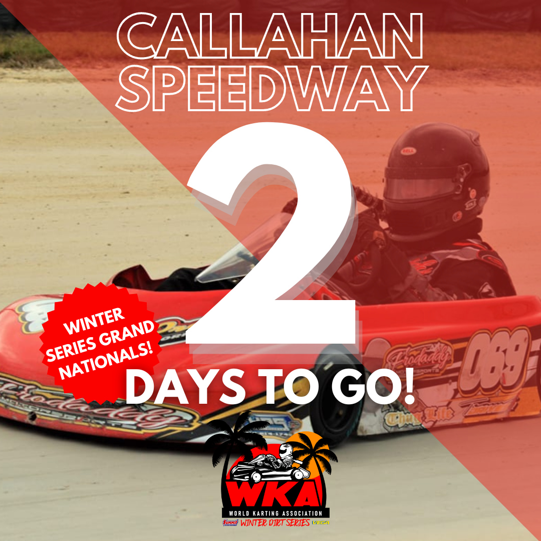Two days to our 2024 Winter Dirt Series Grand Nationals - March 23 at Callahan Speedway! ➡️ All Open Tire Classes ➡️ Call Mrs Lisa for parking - 904-254-0638 - $25 & $50 spots Let's Go Karting! #WKA #SpeedwayDirt #WinterDirtSeries #GrandNationals #Callahan #SummitRacing