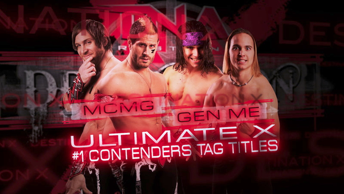 3/21/2010

The Motor City Machine Guns defeated Generation Me in an Ultimate X Match at Destination X from the Impact Zone in Orlando, Florida.

#TNA #ImpactWrestling #DestinationX #MCMG #AlexShelley #ChrisSabin #YoungBucks #GenerationMe #NickJackson #MattJackson #UltimateXMatch
