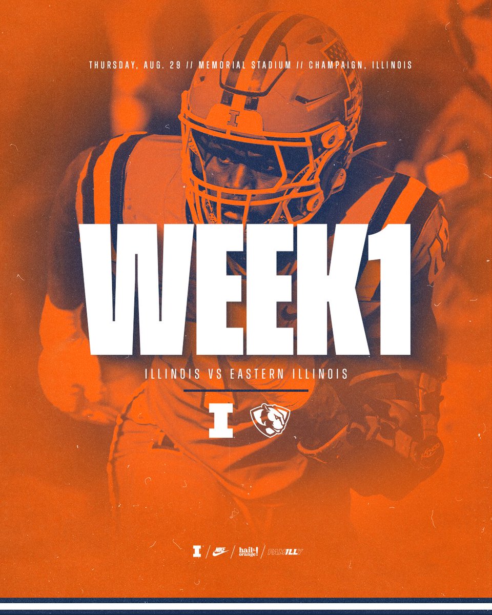 Week 1 schedule update. The season opener has moved to Thursday, Aug. 29. #Illini // #HTTO // #famILLy