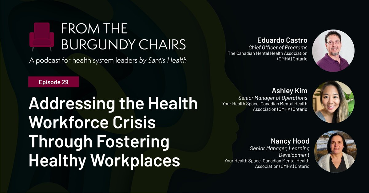 SantisHealth's tweet photo. Our latest podcast is out now 🎙️
We sat down with Eduardo Castro, Ashley Kim and Nancy Hood from @CMHAOntario to address the health human resources crisis and ‘Your Health Space’ – a free workplace mental health program developed by CMHA Ontario to support health workers.
https://t.co/XrxjXUu66M
#CdnHealth #MentalHealth