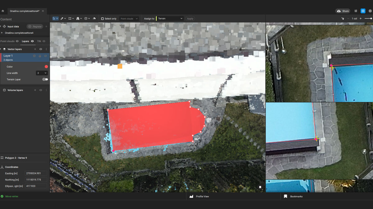 #Pix4D was used for a cadastral survey on a steep slope. To ensure precise results, the drone followed the terrain gait, with another flight that used the 5 different axes of the P1 camera. This ensured complete data collection: hubs.li/Q02q8wR_0