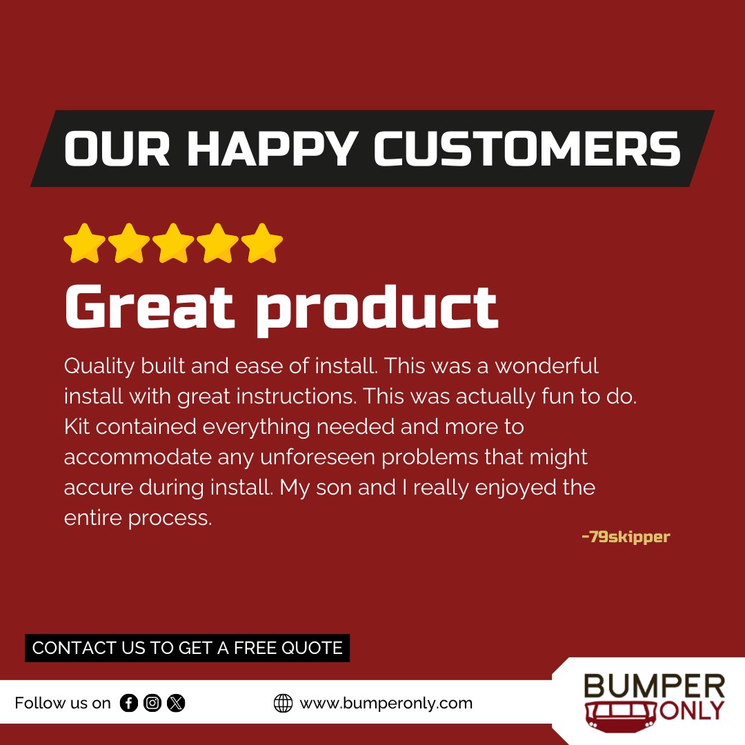 These are just a few of the things our customer had to say about their experiences.
.
►Contact us to get a free quote - bumperonly.com
► Download our catalog here - tinyurl.com/59cyemyy

#CustomerExperience #customerreview #CustomerSatisfaction