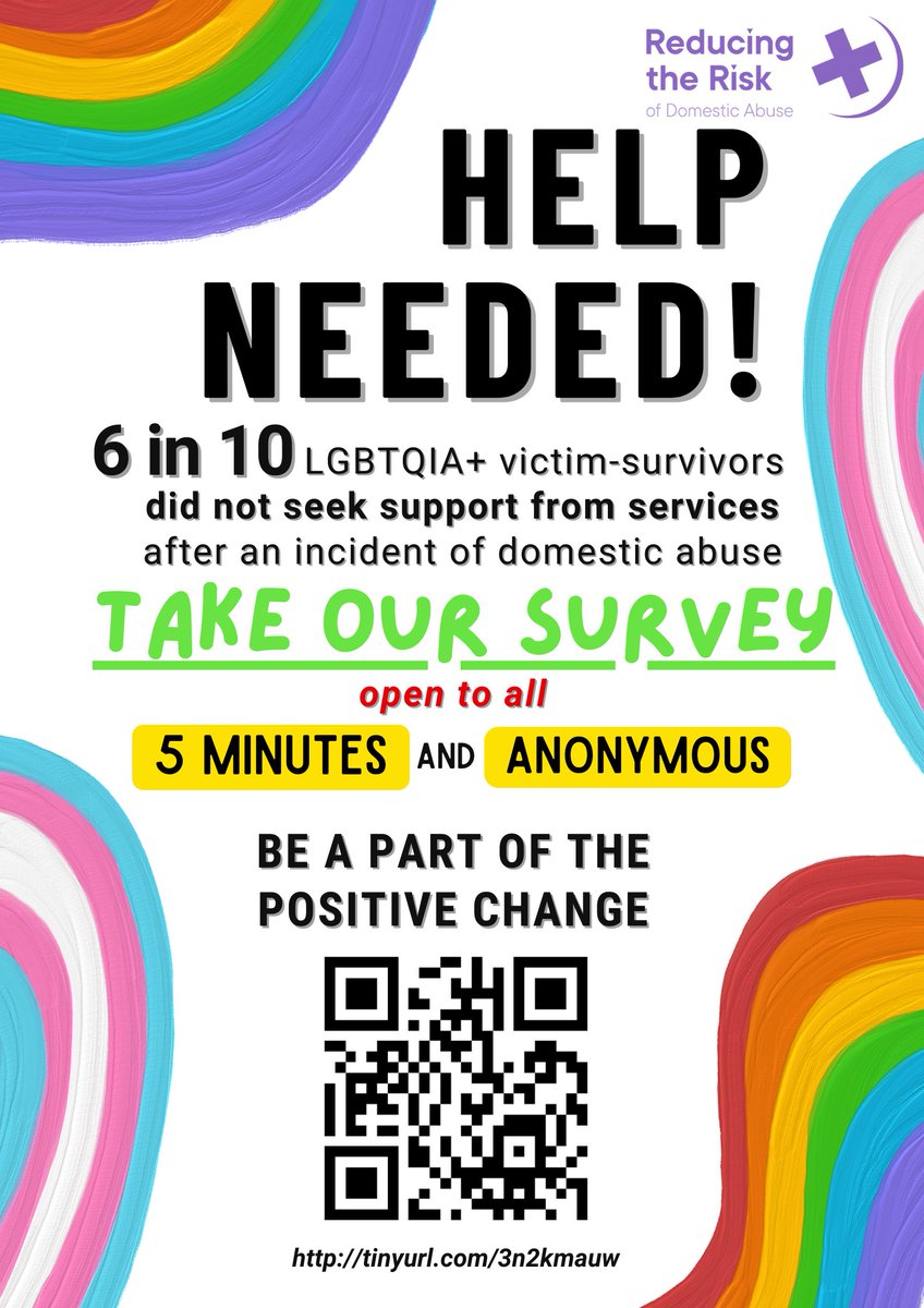One more week to go for this survey by <a href="/ReducingRiskDA/">Reducing The Risk</a> on the LGBTQIA+ community to measure how best to support! It takes less than five minutes and it's anonymous, the report will ultimately go out to the Oxfordshire Domestic Abuse Strategy Board. Share widely, closing 1 April!