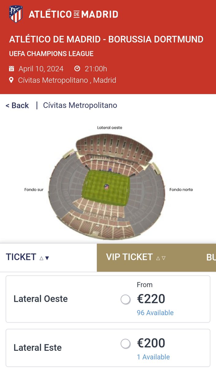 🎟 Billetterie Atlético Madrid - Dortmund 🇪🇸

La vente est ouverte au grand public depuis hier  ✅️

Plus beaucoup de places disponibles, à partir de 220€ 💸

#ATLBVB #UCL