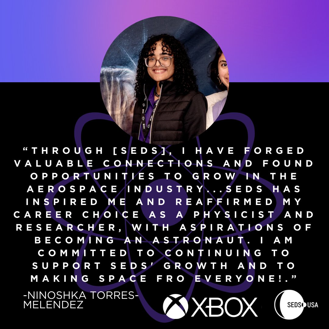 Congratulations Ninoshka on becoming a Patti Grace Smith Fellow in the most recent cohort. Ninoshka, happy #WHM and keep crushing it. Thank you to @StarfieldGame and @XBOX for giving Ninoshka and her chapter a scholarship to SpaceVision 2023!